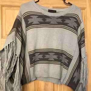 Fringe sleeve Sweater with Southwest design by Material Girl!